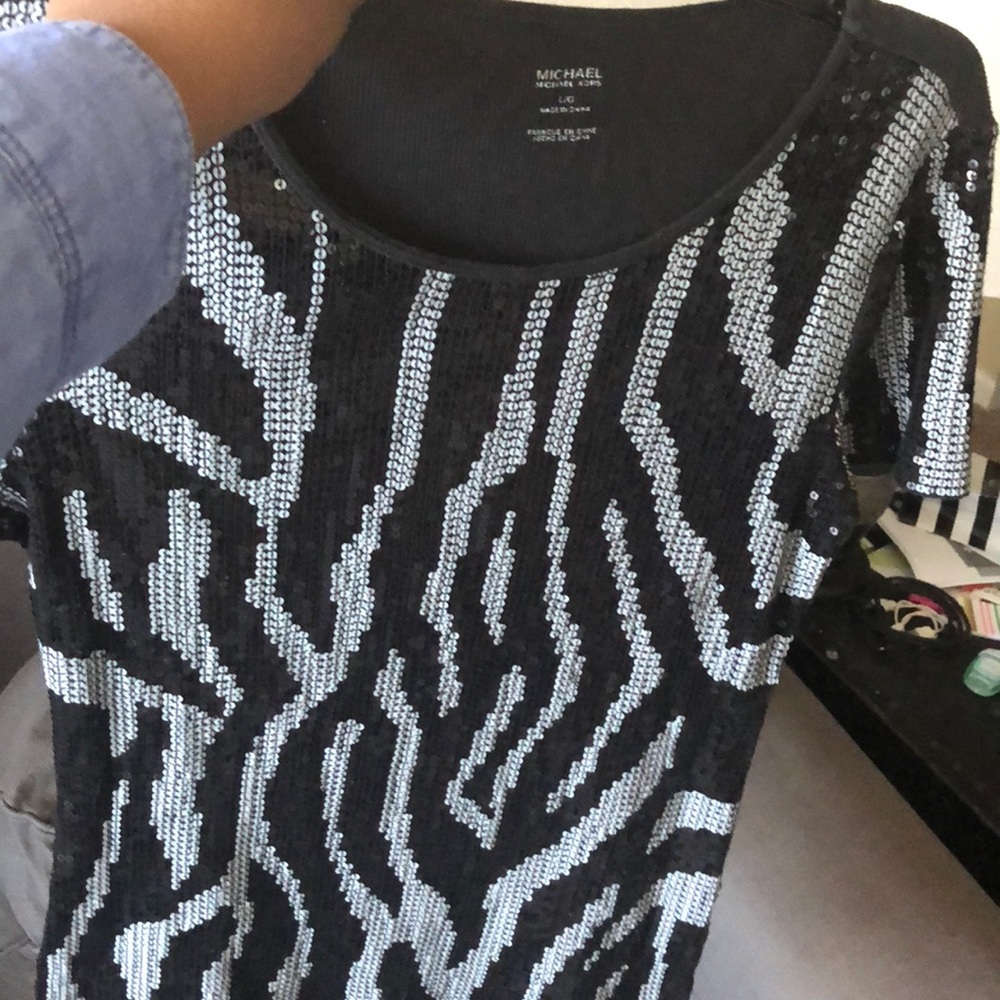 Michael Kors B/W Sequenced Top